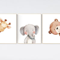 Peek a boo animals, Nursery Art Prints, woodland animals Nursery Print, Peekaboo Bear, Nursery Decor, Neutral Nursery Decor, animal prints