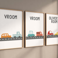 Car wall art, personalized nursery, boy room decor, vehicle nursery, transportation nursery, Boys bedroom decor, playroom decor