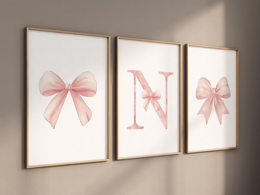 Bow print wall art, Bow nursery print, pink Bow nursery wall art, bow nursery art, bow nursery decor, bow print wall art pink, girl nursery