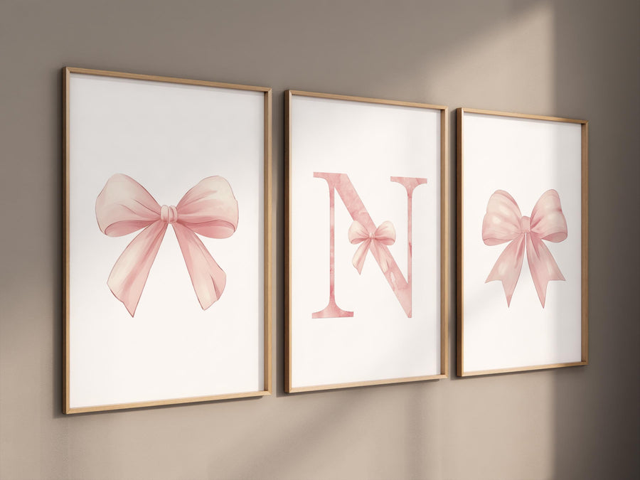 Bow print wall art, Bow nursery print, pink Bow nursery wall art, bow nursery art, bow nursery decor, bow print wall art pink, girl nursery