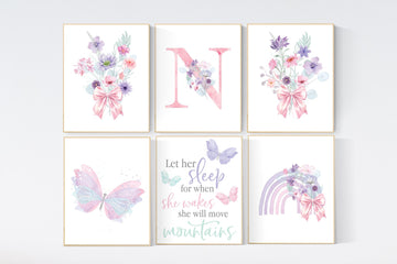Nursery decor girl wildflower, butterfly nursery, floral nursery, nursery decor girl butterflies, flower nursery, bow print, rainbow nursery