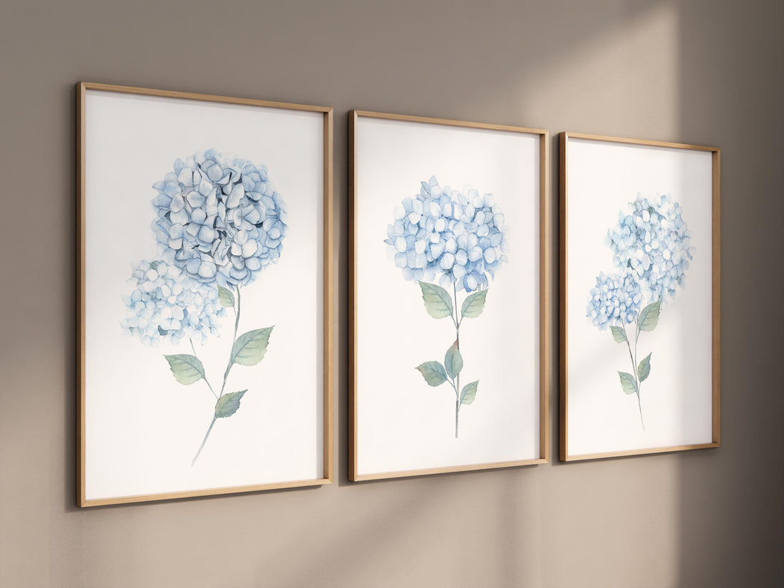 Blue Hydrangea wall art, Botanical Print, Light Blue Hydrangea, Watercolor flower Print, Boho Floral print, flower print, nursery wall art