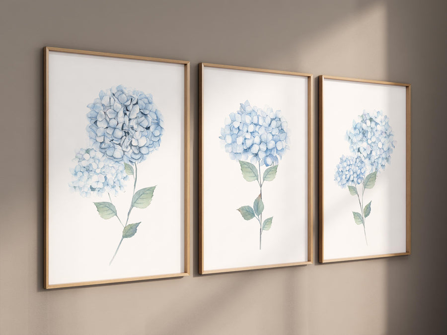 Blue Hydrangea wall art, Botanical Print, Light Blue Hydrangea, Watercolor flower Print, Boho Floral print, flower print, nursery wall art