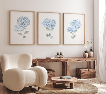 Blue Hydrangea wall art, Botanical Print, Light Blue Hydrangea, Watercolor flower Print, Boho Floral print, flower print, nursery wall art