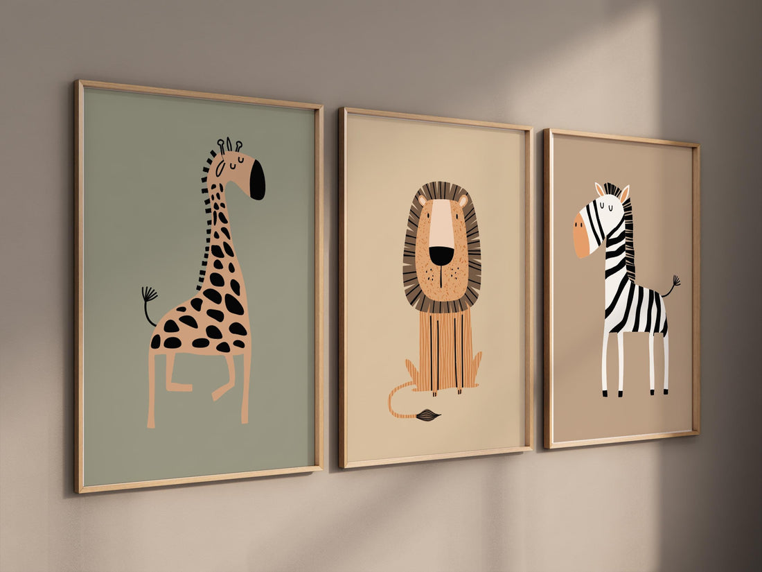 Safari Nursery Wall Prints, Boho Nursery Prints, jungle animals, Sage Green Nursery Art, animal Nursery Decor, animal prints