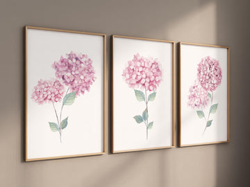 Hydrangea wall art, pink Hydrangea, Botanical Print, Watercolor flower Print, Boho Floral print, flower print, nursery wall art