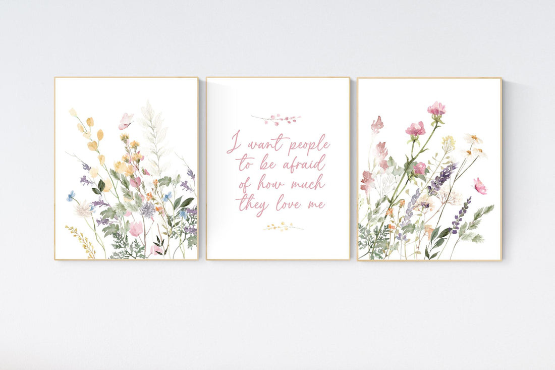 Wildflower print nursery, nursery decor girl wildflower, nursery wall art girl, boho nursery, flower nursery, quote nursery, Girl bedroom