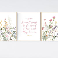 Wildflower print nursery, nursery decor girl wildflower, nursery wall art girl, boho nursery, flower nursery, quote nursery, Girl bedroom
