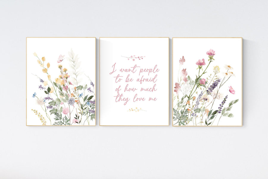 Wildflower print nursery, nursery decor girl wildflower, nursery wall art girl, boho nursery, flower nursery, quote nursery, Girl bedroom