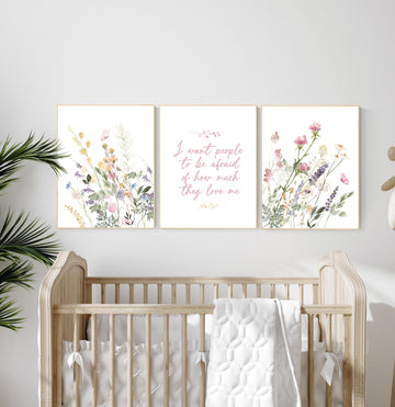 Wildflower print nursery, nursery decor girl wildflower, nursery wall art girl, boho nursery, flower nursery, quote nursery, Girl bedroom