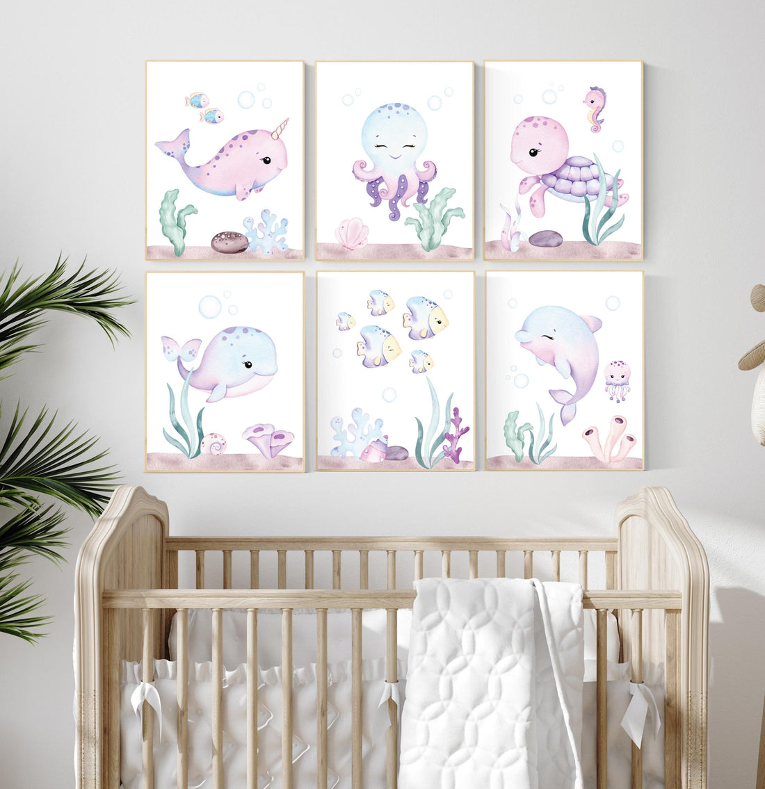 Nursery decor girl, ocean nursery, under the sea nursery, Under the sea wall art, pink nursery, girls room decor, sea nursery decor