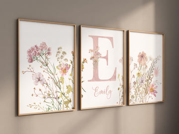 Boho Nursery wall art, Wildflower Nursery Decor, Floral Nursery, Girl Nursery Decor, vintage flower nursery, Botanical Print, home decor