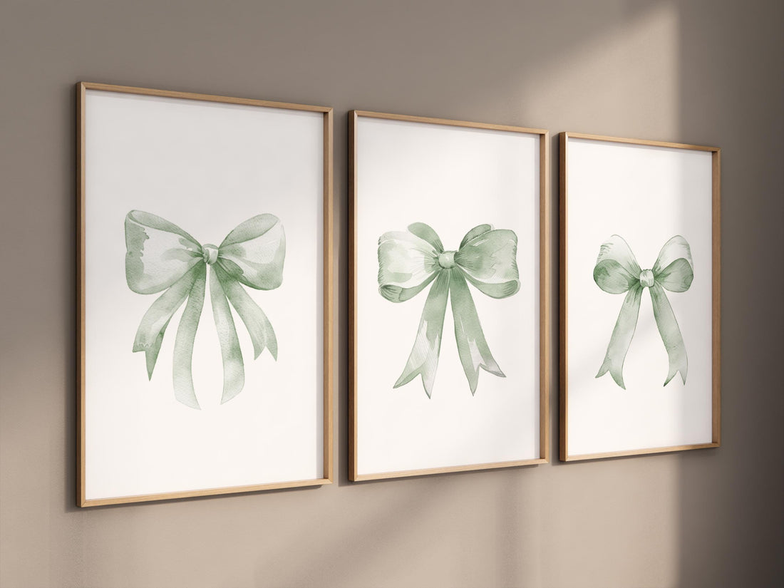 Bow print wall art, Bow nursery print, sage green nursery wall art, bow nursery art, bow nursery decor, bow print wall art green