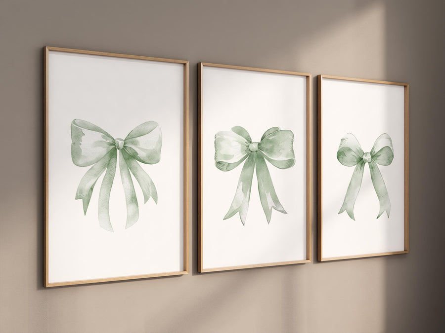 Bow print wall art, Bow nursery print, sage green nursery wall art, bow nursery art, bow nursery decor, bow print wall art green