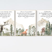 Nursery decor woodland, mountain wall art, tree nursery decor, adventure theme nursery, forest, sage green, bible nursery, verse nursery