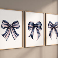 Bow print wall art, Bow nursery print, navy pink, bow nursery art, bow nursery decor, bow print wall art, navy and pink, navy Blue