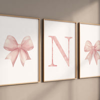 Bow print wall art, Bow nursery print, pink Bow nursery wall art, bow nursery art, bow nursery decor, bow print wall art pink, girl nursery