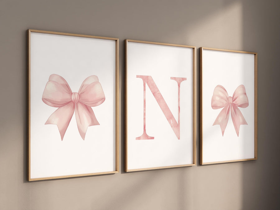 Bow print wall art, Bow nursery print, pink Bow nursery wall art, bow nursery art, bow nursery decor, bow print wall art pink, girl nursery