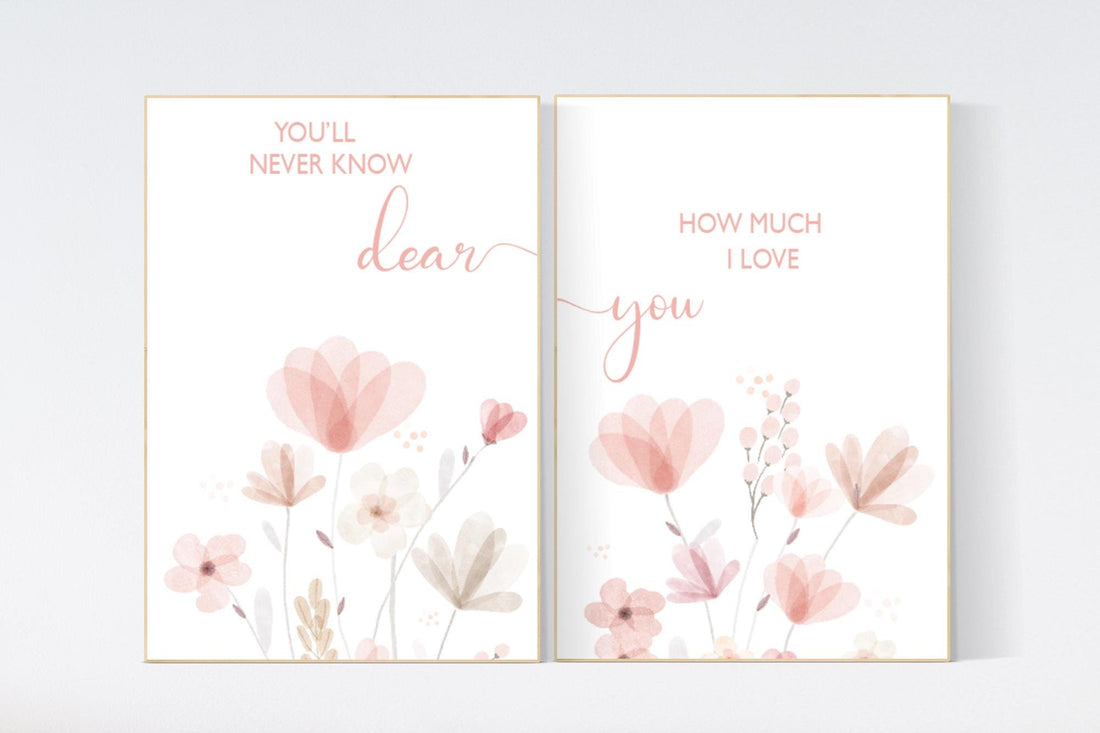 Boho Botanical Prints, girl nursery decor, Wildflower Nursery, floral nursery, blush pink, Wild Flowers, Flower Nursery, blush nursery