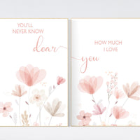 Boho Botanical Prints, girl nursery decor, Wildflower Nursery, floral nursery, blush pink, Wild Flowers, Flower Nursery, blush nursery