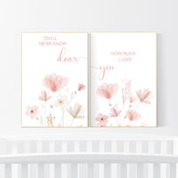 Boho Botanical Prints, girl nursery decor, Wildflower Nursery, floral nursery, blush pink, Wild Flowers, Flower Nursery, blush nursery