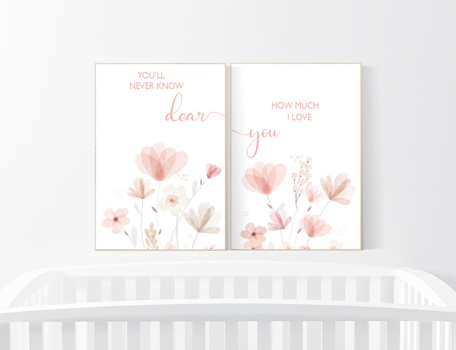 Boho Botanical Prints, girl nursery decor, Wildflower Nursery, floral nursery, blush pink, Wild Flowers, Flower Nursery, blush nursery