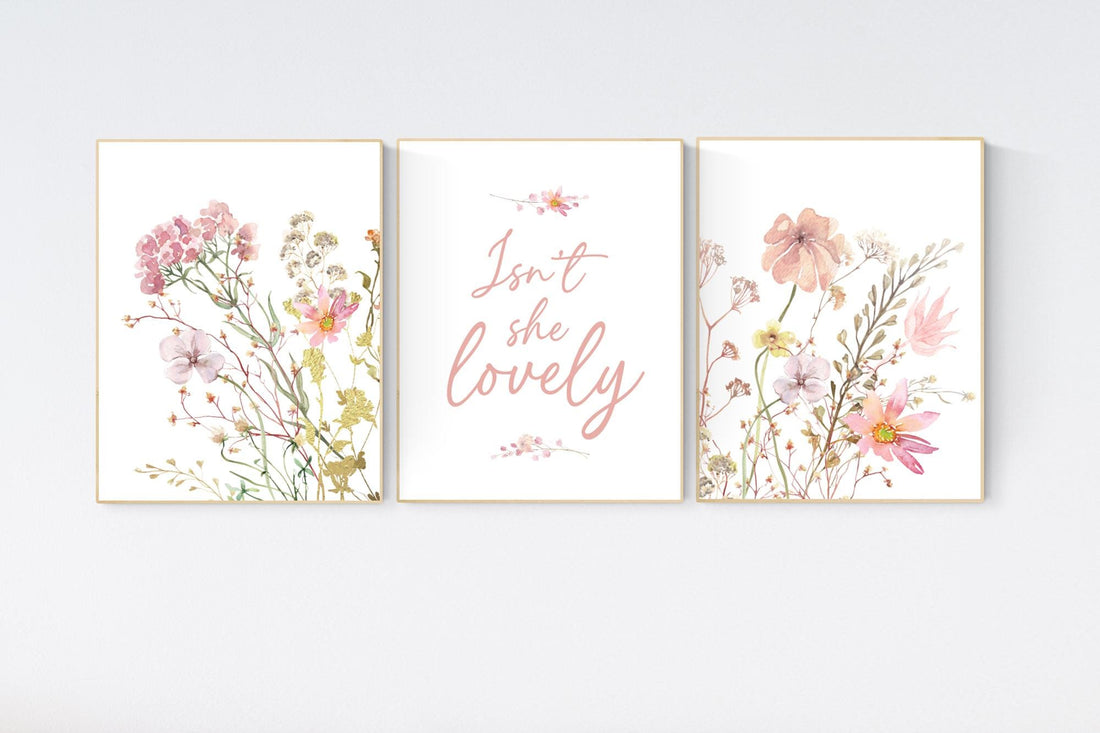 Wildflower print nursery, nursery decor girl wildflower, nursery wall art girl, boho nursery, flower nursery, quote nursery, Girl bedroom