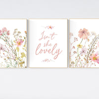 Wildflower print nursery, nursery decor girl wildflower, nursery wall art girl, boho nursery, flower nursery, quote nursery, Girl bedroom