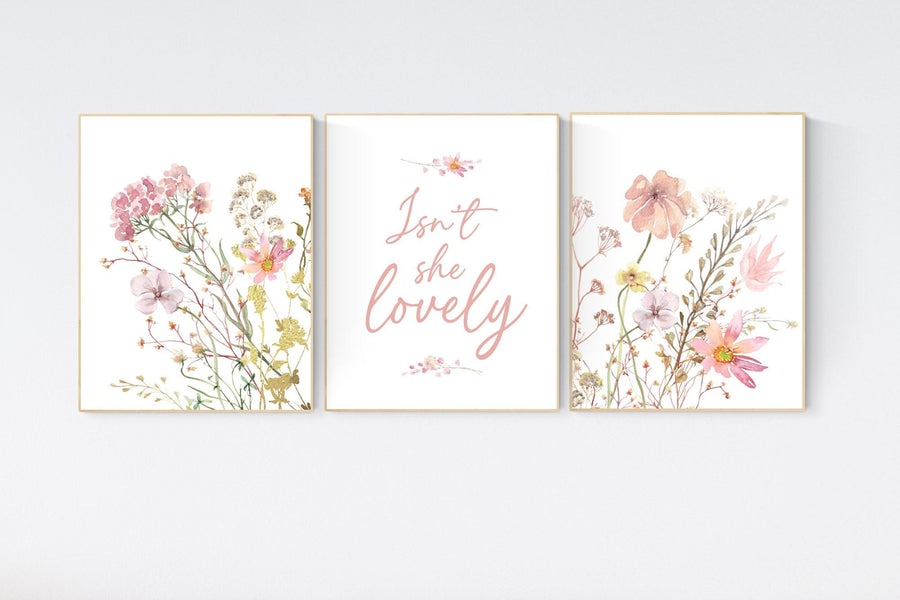 Wildflower print nursery, nursery decor girl wildflower, nursery wall art girl, boho nursery, flower nursery, quote nursery, Girl bedroom