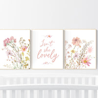 Wildflower print nursery, nursery decor girl wildflower, nursery wall art girl, boho nursery, flower nursery, quote nursery, Girl bedroom