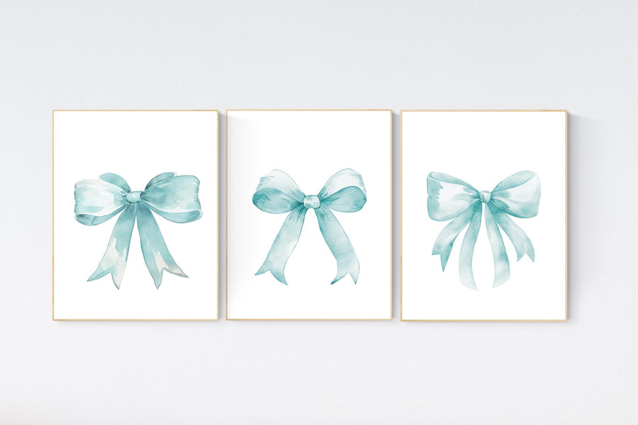 Bow print wall art, Bow nursery print, turquoise nursery wall art, bow nursery art, bow nursery decor, bow print wall art turquoise