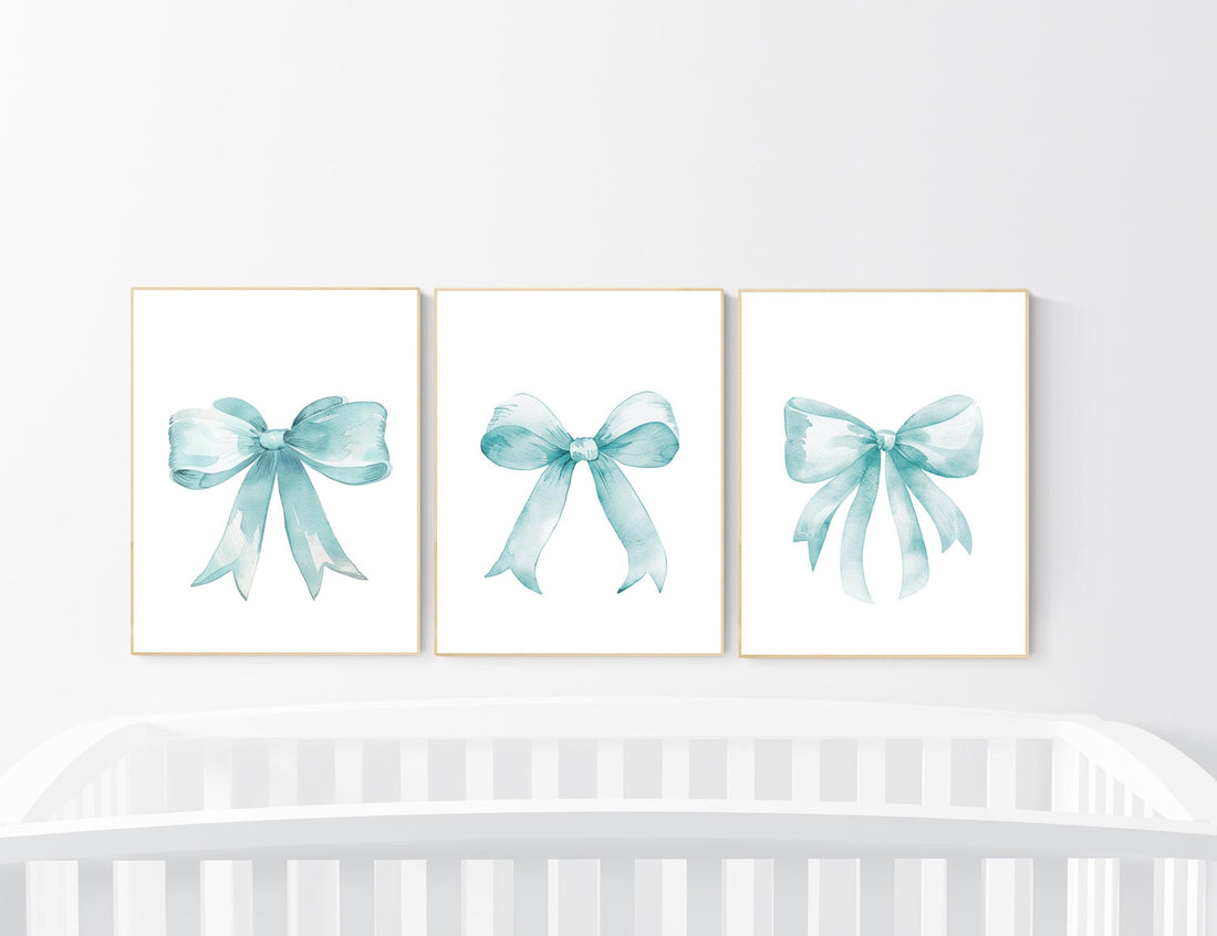 Bow print wall art, Bow nursery print, turquoise nursery wall art, bow nursery art, bow nursery decor, bow print wall art turquoise