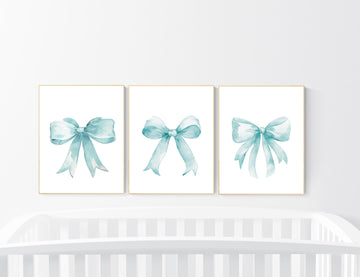 Bow print wall art, Bow nursery print, turquoise nursery wall art, bow nursery art, bow nursery decor, bow print wall art turquoise