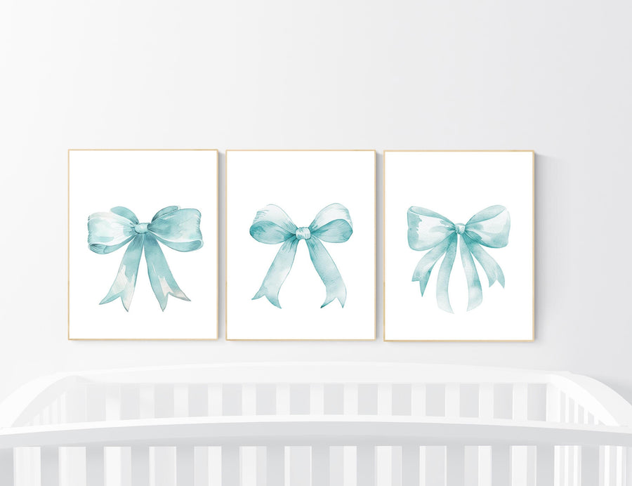 Bow print wall art, Bow nursery print, turquoise nursery wall art, bow nursery art, bow nursery decor, bow print wall art turquoise