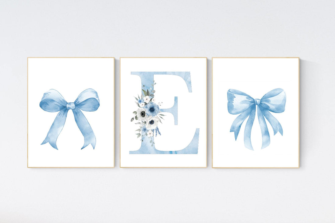 Bow print wall art, Bow nursery print, Blue Bow nursery wall art, bow nursery art, bow nursery decor, bow print wall art blue