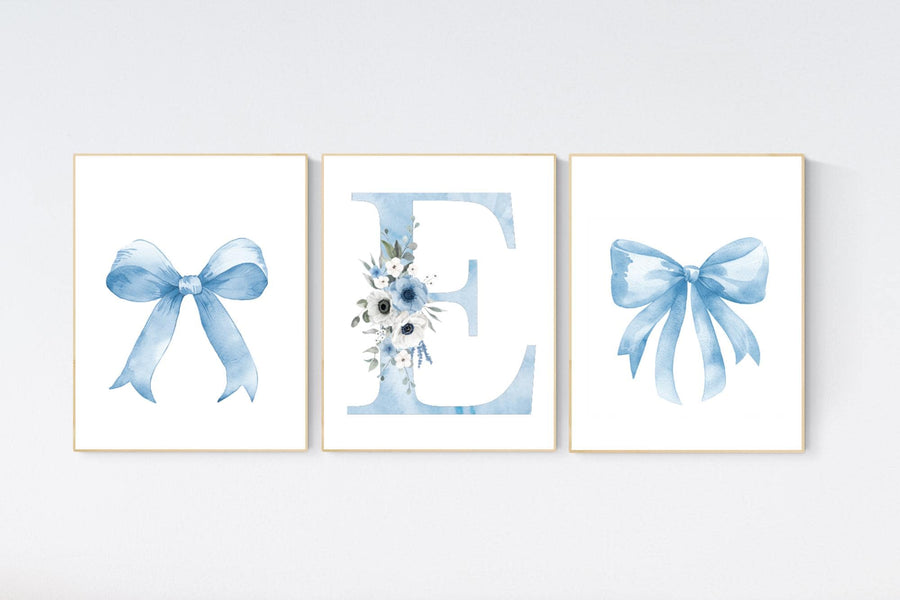 Bow print wall art, Bow nursery print, Blue Bow nursery wall art, bow nursery art, bow nursery decor, bow print wall art blue