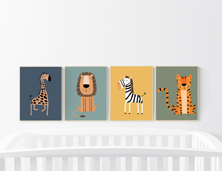 Safari Nursery Wall Prints, Boho Nursery Prints, jungle animals, Sage Green Nursery Art, animal Nursery Decor, animal prints