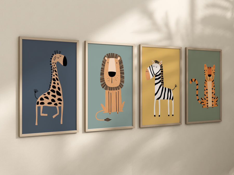 Safari Nursery Wall Prints, Boho Nursery Prints, jungle animals, Sage Green Nursery Art, animal Nursery Decor, animal prints