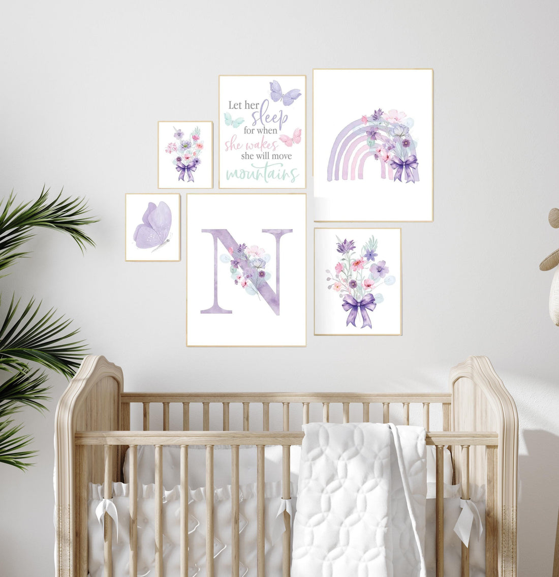Nursery decor girl wildflower, butterfly nursery, floral nursery, nursery decor girl butterflies, flower nursery, bow print, rainbow nursery