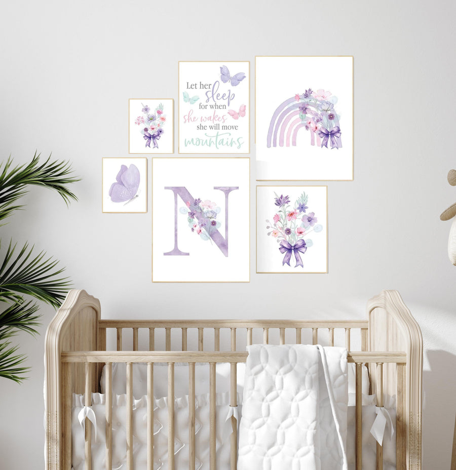 Nursery decor girl wildflower, butterfly nursery, floral nursery, nursery decor girl butterflies, flower nursery, bow print, rainbow nursery