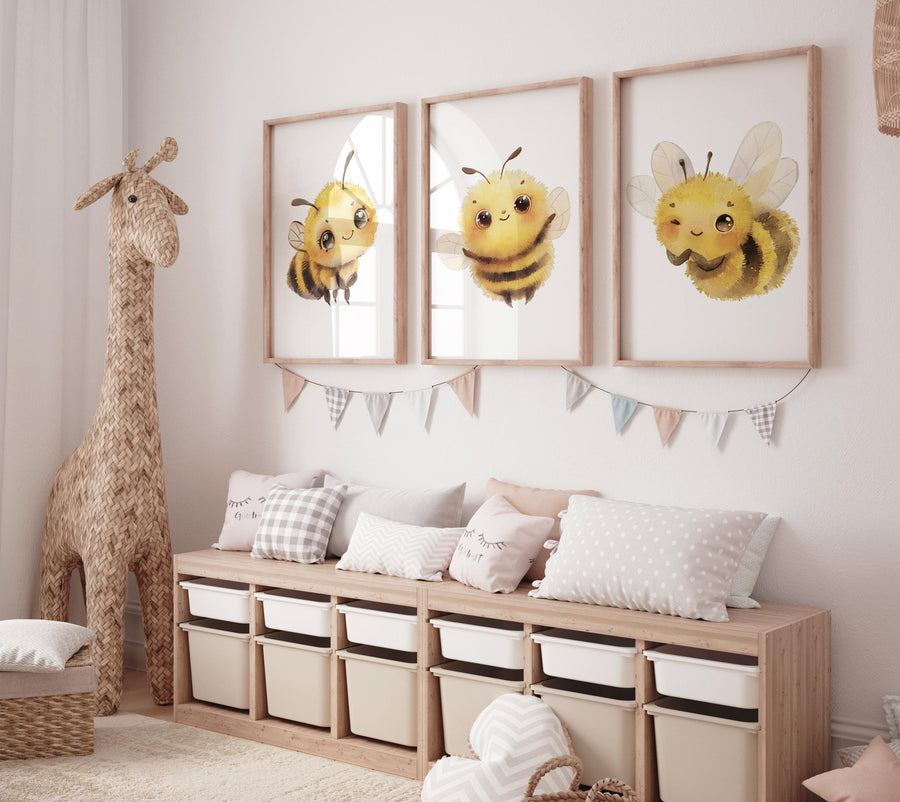 Bee print, bee nursery, Nursery decor neutral, yellow nursery, gender neutral, nursery wall art, nursery wall art prints, baby room wall art