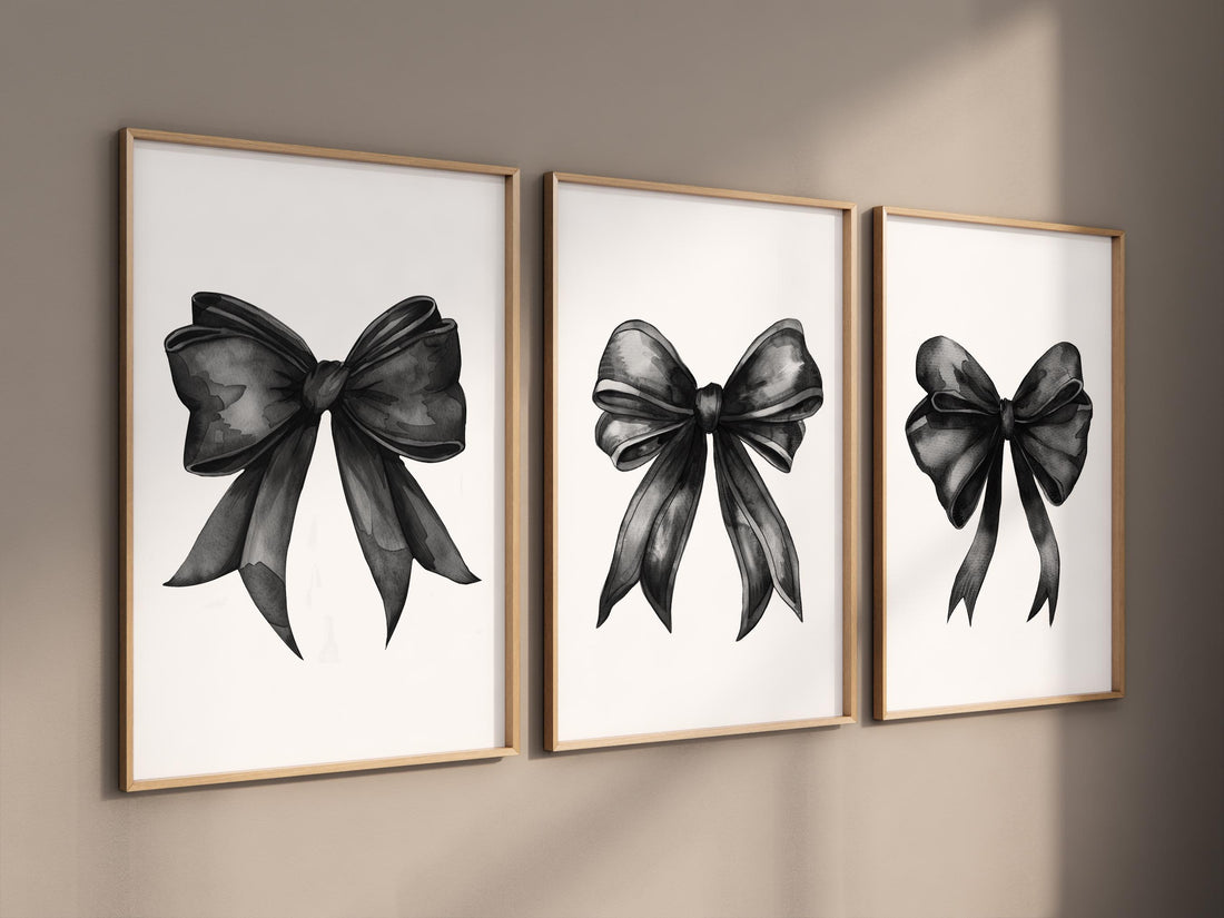 Bow print wall art, Bow nursery print, black Bow nursery wall art, bow nursery art, bow nursery decor, bow print wall art, black nursery