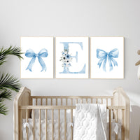 Bow print wall art, Bow nursery print, Blue Bow nursery wall art, bow nursery art, bow nursery decor, bow print wall art blue