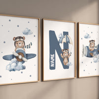 Nursery decor bear, nursery decor boy, bear nursery print, teddy bear decor, nursery wall art animals, boy nursery, navy nursery, navy blue