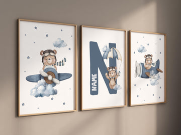 Nursery decor bear, nursery decor boy, bear nursery print, teddy bear decor, nursery wall art animals, boy nursery, navy nursery, navy blue