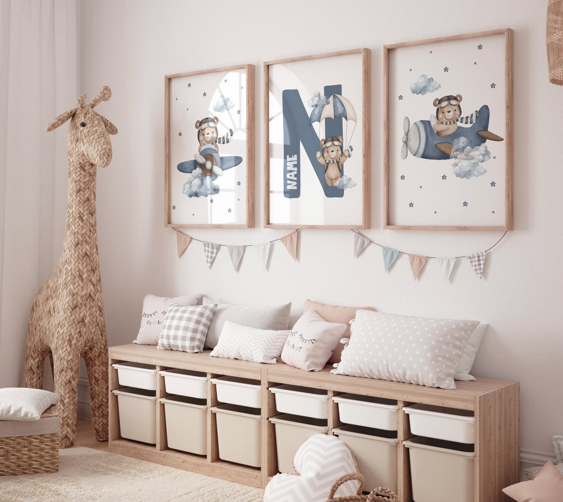 Nursery decor bear, nursery decor boy, bear nursery print, teddy bear decor, nursery wall art animals, boy nursery, navy nursery, navy blue