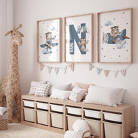 Nursery decor bear, nursery decor boy, bear nursery print, teddy bear decor, nursery wall art animals, boy nursery, navy nursery, navy blue