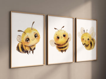 Bee print, bee nursery, Nursery decor neutral, yellow nursery, gender neutral, nursery wall art, nursery wall art prints, baby room wall art