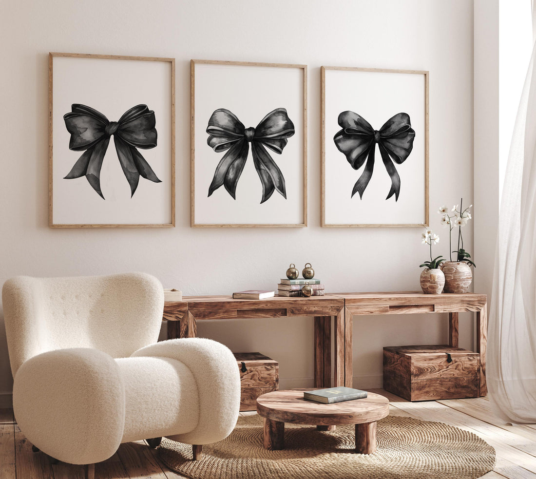 Bow print wall art, Bow nursery print, black Bow nursery wall art, bow nursery art, bow nursery decor, bow print wall art, black nursery