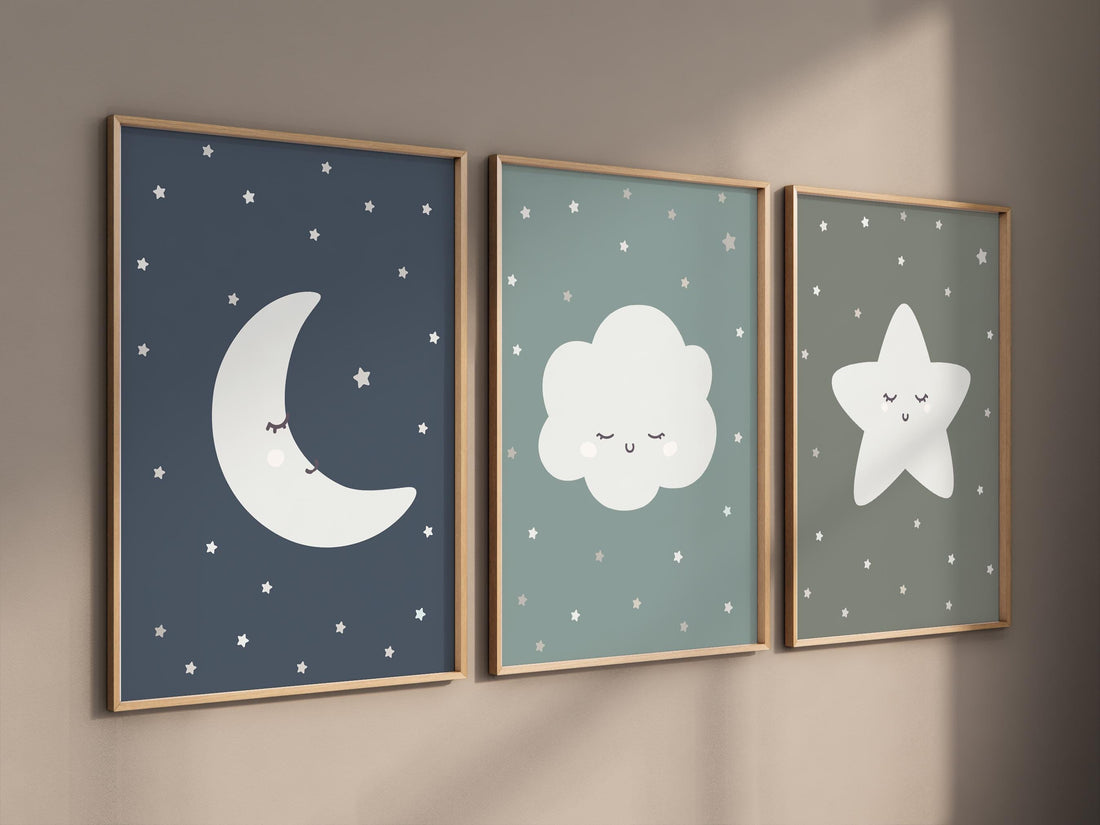 Moon prints for nursery, nursery wall art, gender neutral nursery, Baby wall decor, nursery prints, moon set for baby room, set of 3